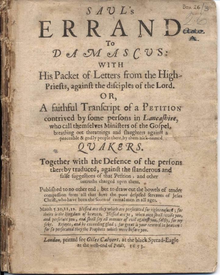 Saul's errand to Damascus (1653)