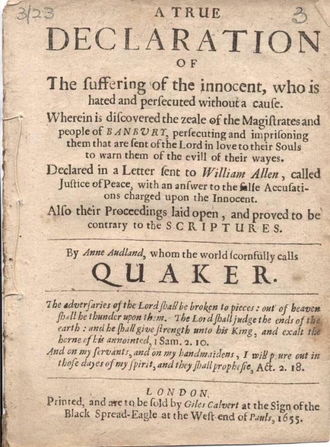 A true declaration of the suffering of the innocent (1655)