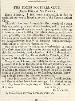 The Foxes Football Club from 'The Friend'