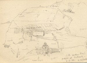 “John Hodgkin (?) under Fox’s pulpit at Fairbank 8.8.30”, Lucy Violet Holdsworth’s commonplace book