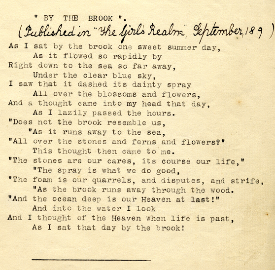 Poem by Dorothy Henkel (TEMP MSS 1003/1/4/1)