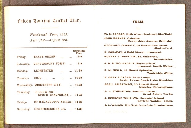 Falcons 1923 - card inside