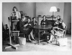 Knitting at the Germany Emergency Committee workroom