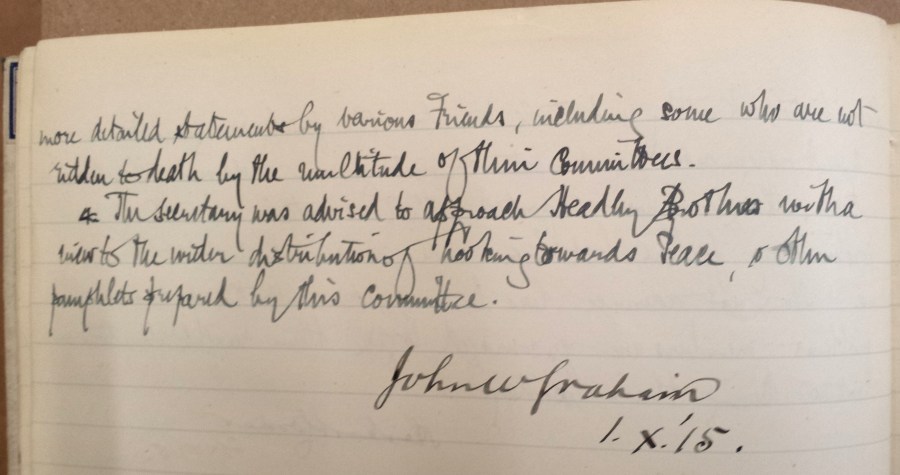 War Sub-committee minute 3, 2 Nov 1915