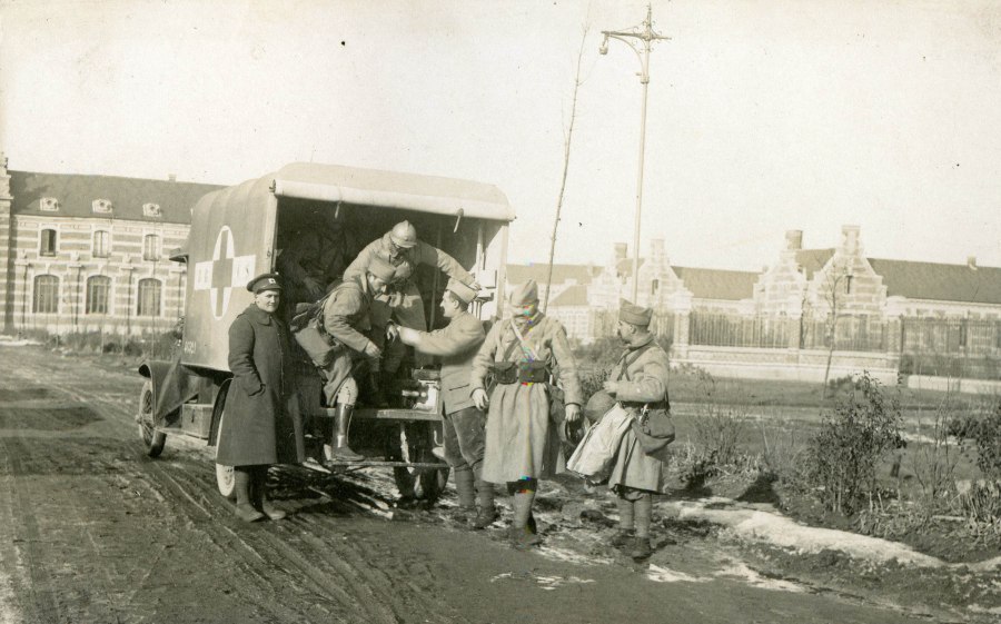 C. H. Gravely unloading wounded at Zuydcoote