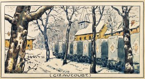 SSA13 Ambulances at Gizaucourt by Arthur N. Cotterell (Library reference: MS Vol. S284)