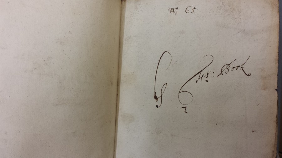 Flyleaf MS inscription G Fs: Book (Hawkins Vol. 45)