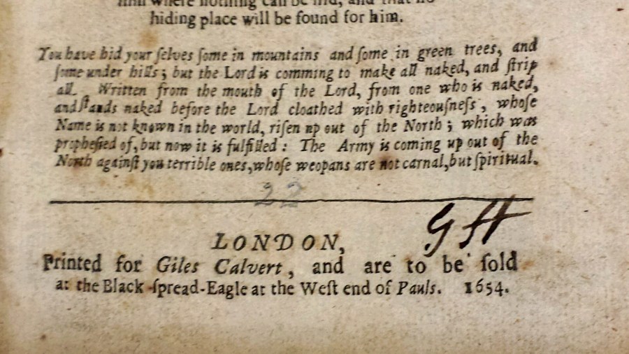 MS inscription "GF" on title page (Hawkins Vol. 22/1)
