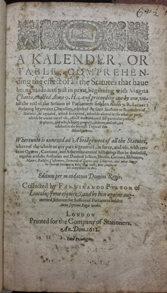 Pulton's Statutes (Hawkins Vol. 82) t.p.