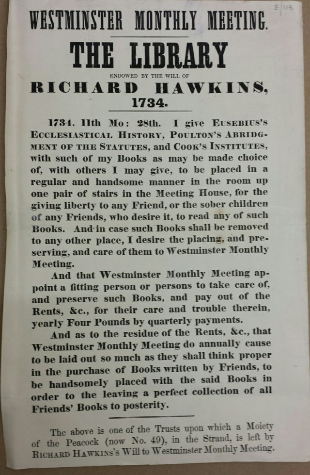 Printed extract from Richard Hawkins will