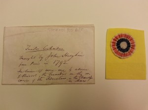 Envelope and tricolour cockade, revolutionary France, 1792