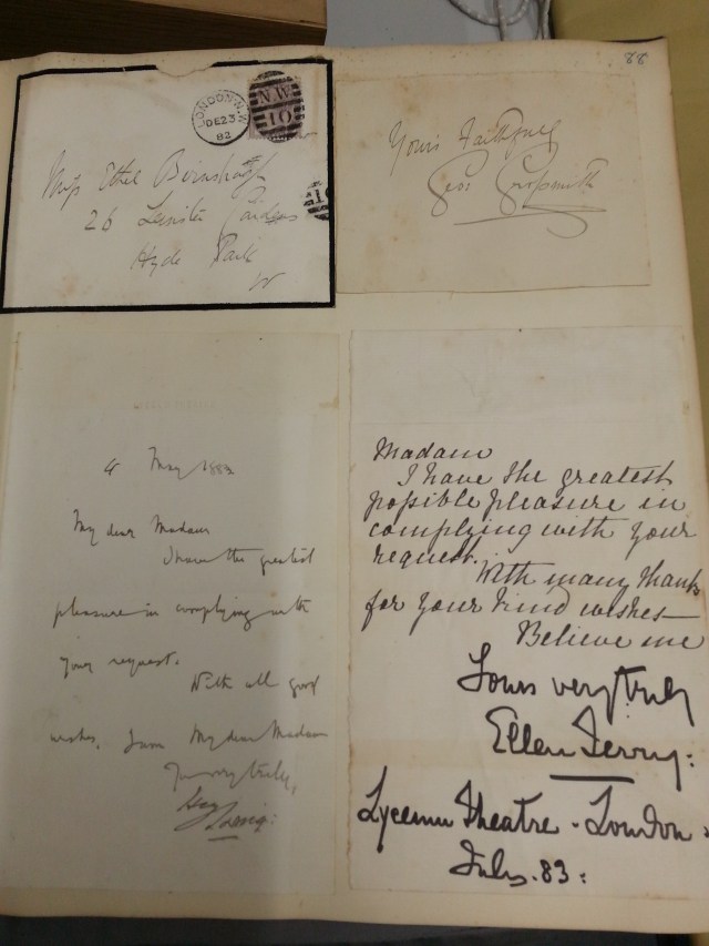 Autograph of Ellen Terry (Autograph volume, Elizabeth Lee papers. Library reference Temp MSS 302/2/2)