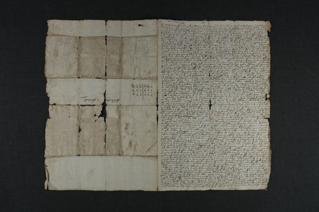 A folio from Swarthmore MSS Vol. 6 before repair