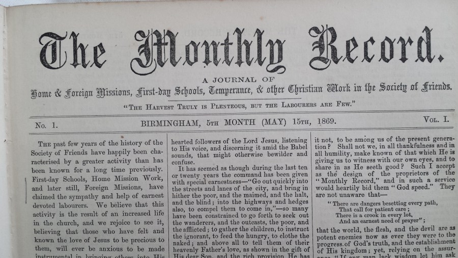 The Monthly record no. 1 (15 May 1869)