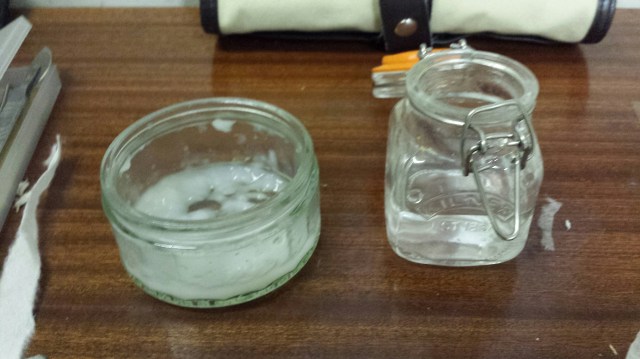 Wheat starch paste, made up for each visit to the Library