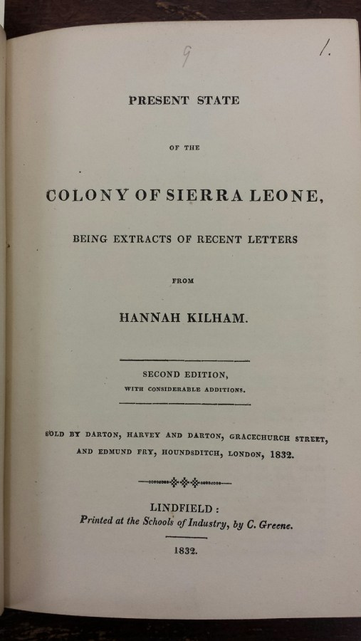 One of Hannah Kilham’s tracts on Sierra Leone from Tract volume 326