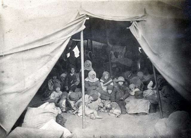 Displaced people in Russian camp after World War I