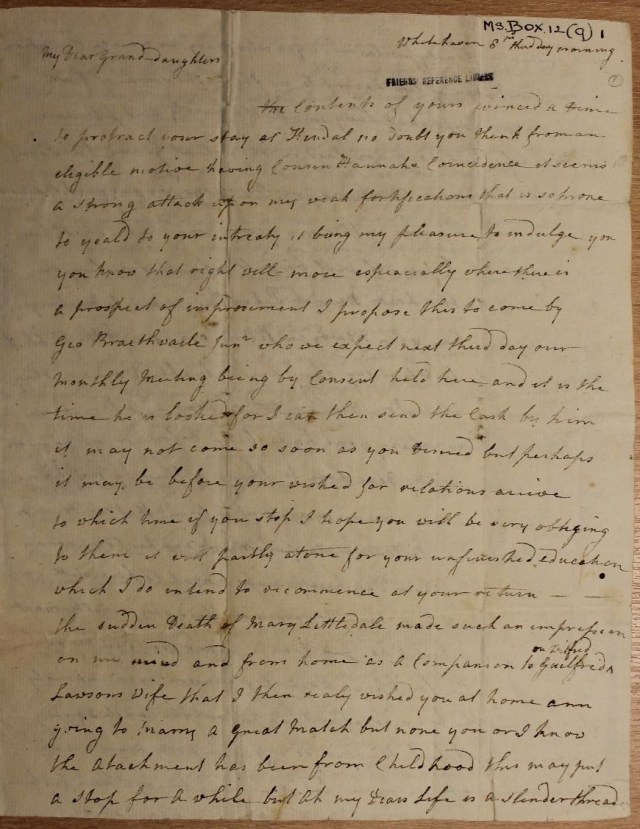 Letter from Jane Pearson to Hannah Tipping