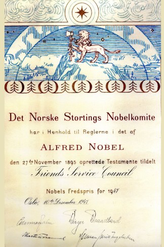 (1947) Nobel scroll