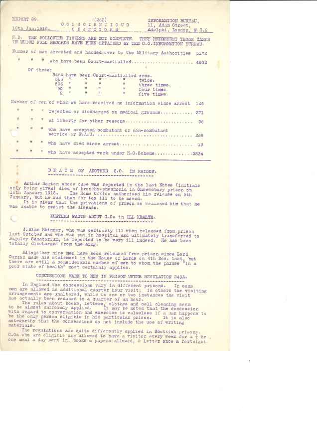 Typed report on carbon paper