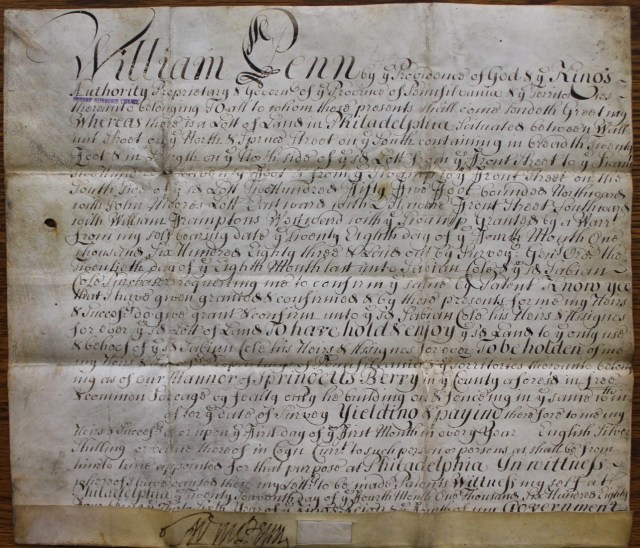 Property deeds relating to land in Pennsylvania