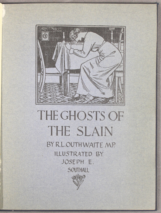 Title page by Joseph E Southall for Ghosts of the Slain, by R L Outhwaite (1915)