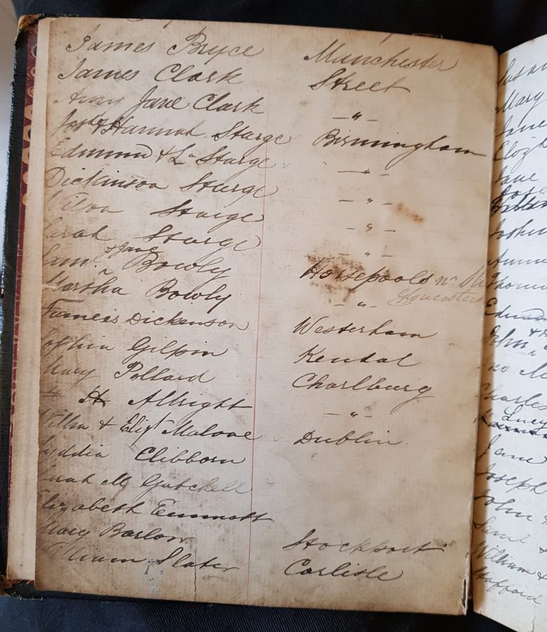 A page from Armfield's Hotel visitors' book