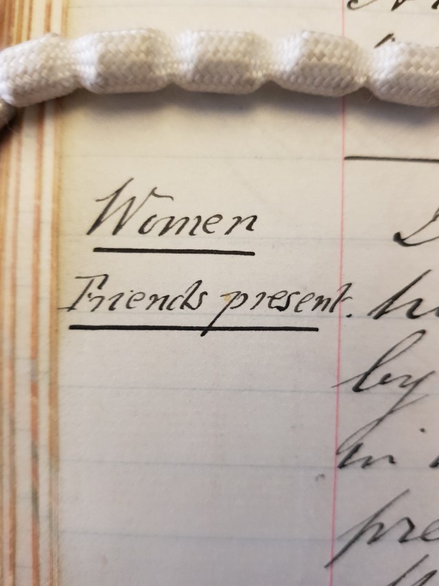 Note recording the presence of women at Meeting for Sufferings 1898