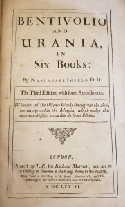 Nathaniel Ingelo, Bentivolio and Urania, in six books (1673), title page